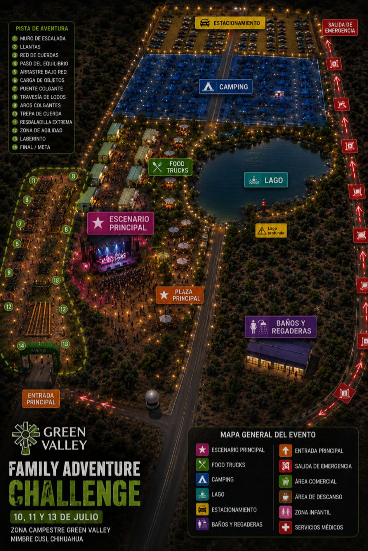 Mapa general del evento Family Adventure Challenge